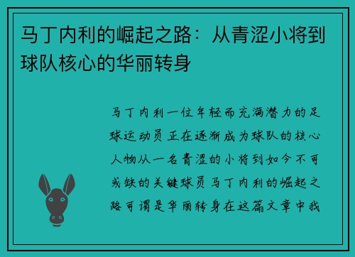 马丁内利的崛起之路：从青涩小将到球队核心的华丽转身